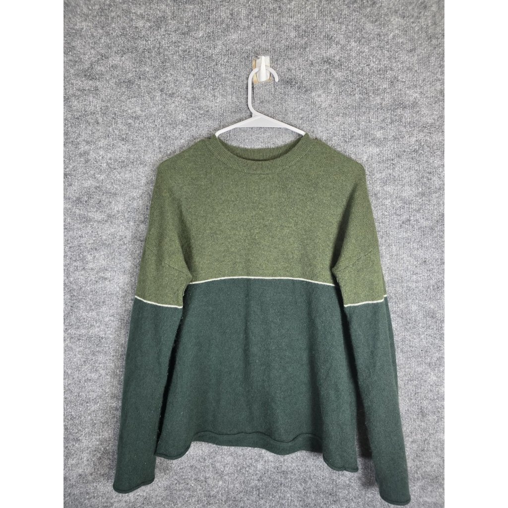 Velvet By Graham & Spencer Sweater Womens Medium Green Colorblock Cashmere Knit